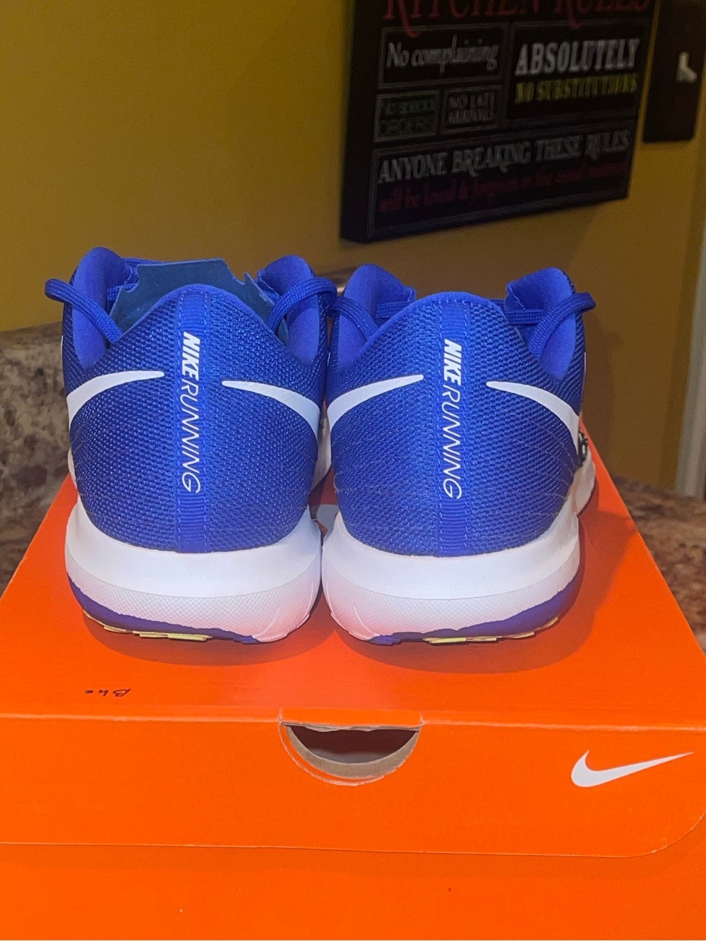 Nike Royal Blue Sneakers with Neon Green Accents - Picture 5 of 6